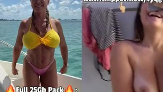 Model Flashing Fitness Deepthroat Boat Blowjob GIF