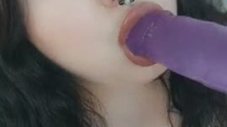 Sucking Spit Pretty Goth Gagging Dripping Dildo Cute Big Tits Alt GIF